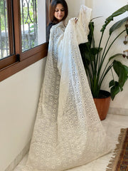 Off-White Cotton Dupatta with Embroidery