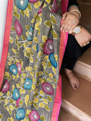 Handpainted Kalamkari Dupatta in Chennuri Silk