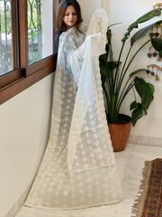 Off-White Cotton Dupatta with Embroidery