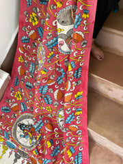 Handpainted Kalamkari Dupatta in Chennuri Silk