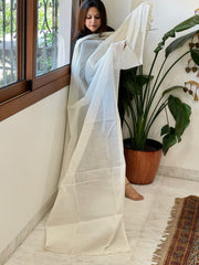 Off-White Cotton Dupatta with Embroidery