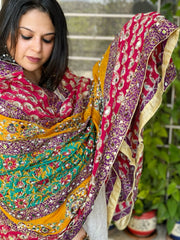 Pure Silk Dupatta with Beads, Sequin, Real Mirror Pasting Handwork