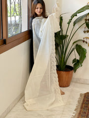 Off-White Cotton Dupatta with Embroidery