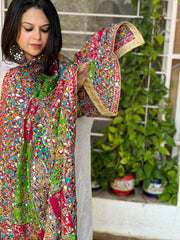 Pure Silk Dupatta with Beads, Sequin, Real Mirror Pasting Handwork