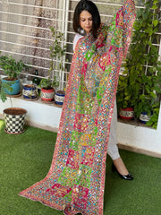 Pure Silk Dupatta with Beads, Sequin, Real Mirror Pasting Handwork