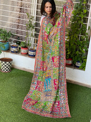 Pure Silk Dupatta with Beads, Sequin, Real Mirror Pasting Handwork