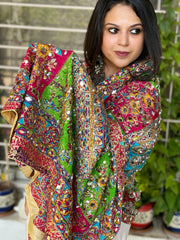 Pure Silk Dupatta with Beads, Sequin, Real Mirror Pasting Handwork