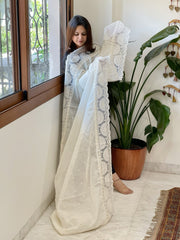 Off-White Cotton Dupatta with Embroidery