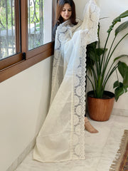 Off-White Cotton Dupatta with Embroidery