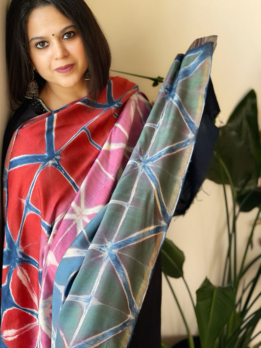 Cotton Silk Clamp Dyed Dupatta