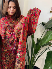 Wine Kashmiri Aari Embroidery dupatta in Georgette