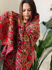 Wine Kashmiri Aari Embroidery dupatta in Georgette