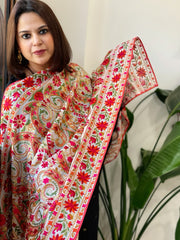 Ivory Kashmiri Aari Embroidery dupatta in Georgette