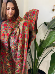 Brownish Grey Kashmiri Aari Embroidery dupatta in Georgette
