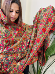 Brownish Grey Kashmiri Aari Embroidery dupatta in Georgette