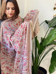 White Kashmiri Aari Thread & Sequin Embroidery dupatta in Georgette