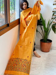 Handpainted Madhubani Dupatta in Pure Chanderi Silk