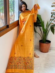 Handpainted Madhubani Dupatta in Pure Chanderi Silk