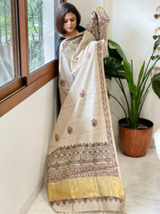 Handpainted Madhubani Dupatta in Pure Chanderi Silk