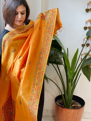 Handpainted Madhubani Dupatta in Pure Chanderi Silk