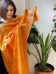 Handpainted Madhubani Dupatta in Pure Chanderi Silk