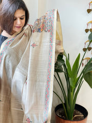 Handpainted Madhubani Dupatta in Pure Chanderi Silk