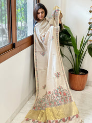 Handpainted Madhubani Dupatta in Pure Chanderi Silk