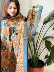 Handpainted Kalamkari Dupatta in Chanderi Silk