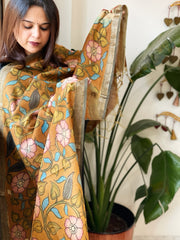 Handpainted Kalamkari Dupatta in Chanderi Silk