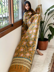 Handpainted Kalamkari Dupatta in Chanderi Silk