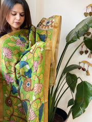 Handpainted Kalamkari Dupatta in Chanderi Silk