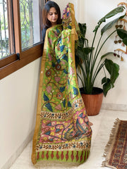 Handpainted Kalamkari Dupatta in Chanderi Silk