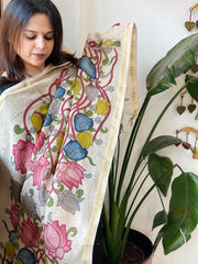 Handpainted Kalamkari Dupatta in Chanderi Silk