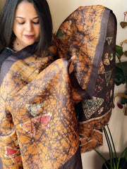 Handpainted Dupatta in Tussar Silk