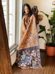 Handpainted Dupatta in Tussar Silk