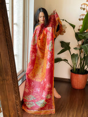 Handpainted Dupatta in Tussar Silk