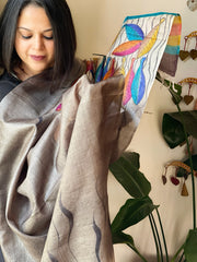 Handpainted Dupatta in Tussar Silk