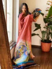 Handpainted Dupatta in Tussar Silk