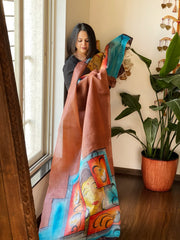 Handpainted Dupatta in Tussar Silk