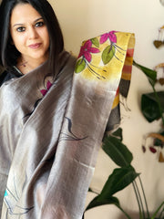 Handpainted Dupatta in Tussar Silk