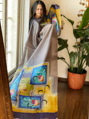 Handpainted Dupatta in Tussar Silk
