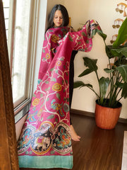 Handpainted Dupatta in Tussar Silk