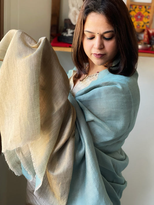 Lite Sky Blue Pashmina Shawl with Zari