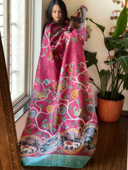 Handpainted Dupatta in Tussar Silk