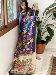 Handpainted Kalamkari Dupatta in Chanderi Silk