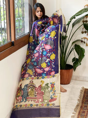 Handpainted Kalamkari Dupatta in Chanderi Silk