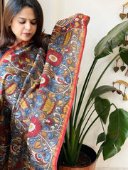 Handpainted Kalamkari Dupatta in Chanderi Silk