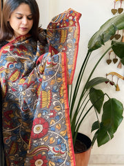 Handpainted Kalamkari Dupatta in Chanderi Silk