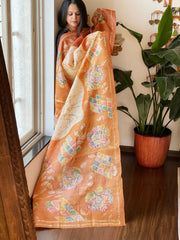 Handpainted Dupatta in Tussar Silk