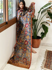 Handpainted Kalamkari Dupatta in Chanderi Silk